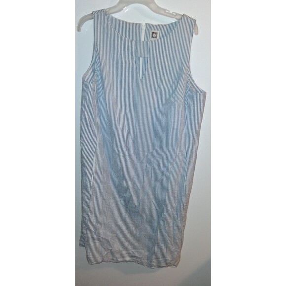 Anne Klein Seersucker Sleeveless Dress Sz 16 - Picture 1 of 3